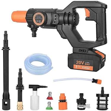 Imagem de Limpador de lavadora de alta pressão sem fio Bateria de 2,0Ah Kit de limpeza de água elétrica de 36V, Pistola de lavadora a jato elétrica de 22Bar com lança de extensão de 2 bicos Mangueira