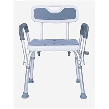 Imagem de Cadeiras de chuveiro para idosos com braços e banco traseiro, assentos de chuveiro antiderrapantes, altura ajustável, auxiliares de chuveiro para deficientes e adultos, peso de carga extra-l