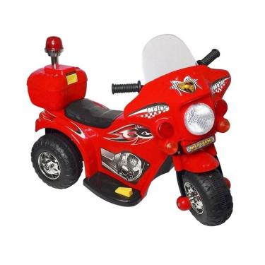 Imagem de Mini Moto Vermelha Elétrica Com Bau Policial 6v - Shiny Toys