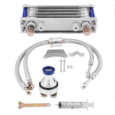 Imagem de Kit de sistema de radiador de resfriamento de óleo de motor de resfriamento rápido de alumínio para motocicleta adequado para CB para CG6 100CC-250CC (65ML-prata)