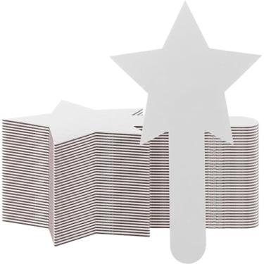 Imagem de 25 Pás de resposta apagáveis a seco em forma de estrela, pás de mão dupla face, mini quadros brancos, pequenos quadros apagáveis a seco, pás de leilão para estudantes, professores, sala de aula,