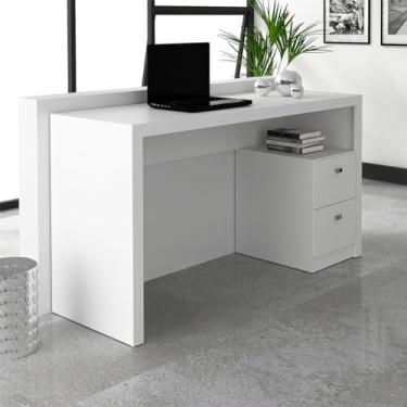 Imagem de Mesa para Notebook Home Office com 2 Gavetas 135x46,5cm Branco