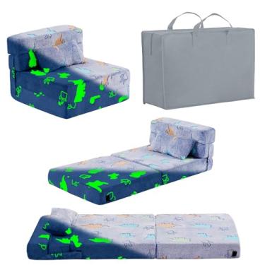 Imagem de Givjoy Colchão dobrável para sofá-cama para crianças com travesseiro - Tapete de cochilo lavável brilhante para dormir, cadeira futon dobrável com bolsa de armazenamento para meninas e meninos