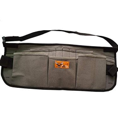 Imagem de BULL TOOLS Avental de trabalho de cintura durável, 13 bolsos, lona de algodão pato avental de oficina com alça de ombro confortável, Carvão lavado, preto/cinza, G