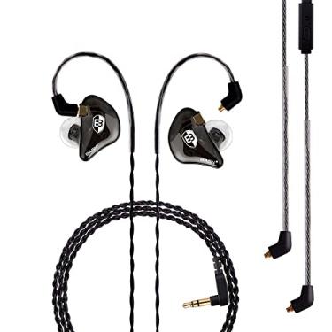 Imagem de BASN Fones de ouvido profissionais com monitor de ouvido para cantores bateristas músicos com conector MMCX IEM Fones de ouvido (Pro Clear Preto)