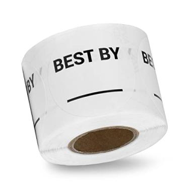 Imagem de 300 etiquetas | Melhor por etiquetas com área de gravação (redondo de 3,8 cm, branco-preto) para armazenamento de alimentos, rotulagem de alimentos, embalagem de alimentos