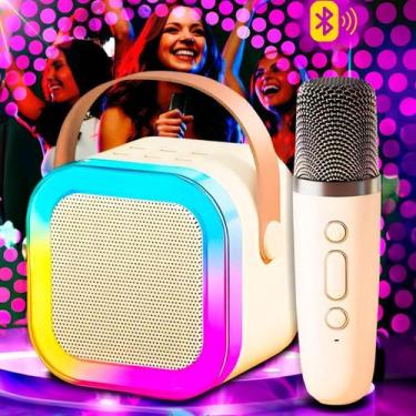 Imagem de Caixa Som Karaokê Adulto Bluetooth Microfone Sem Fio Luz Led - Bellato