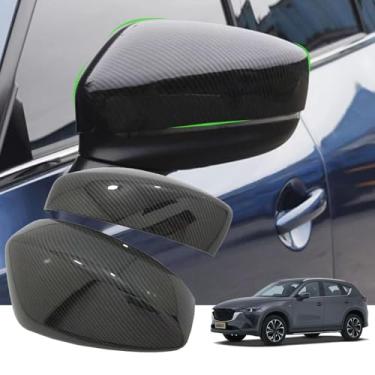 Imagem de Capas de espelhos laterais de porta de carro, para Mazda CX-5 CX5 2017-2024, acessórios externos automotivos de fibra de carbono, acabamento protetor de espelhos retrovisores (fibra de carbono)