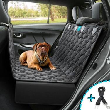 Imagem de Kit Capa Pet Protetora de Banco Traseiro Impermeável Carro + Cinto de 