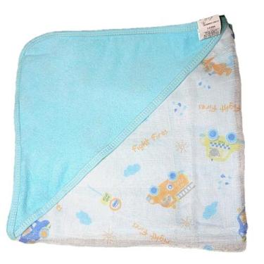 Imagem de Toalha Banho Bebe Menina Menino Estampada Dupla Face Com Capuz E Forro