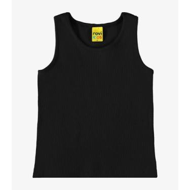 Imagem de Regata Infantil Feminina em Ribana Rovi Kids Preto - Rovitex Kids Bási