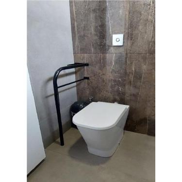 Imagem de Barra Segurança Lateral Apoio C Pé Banheiro Deficiente Idoso - Moveraç