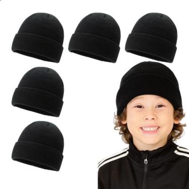 Imagem de Kit 5 Touca Gorro Infantil Unissex 5 a 12 Anos De Inverno Quentinha Pr