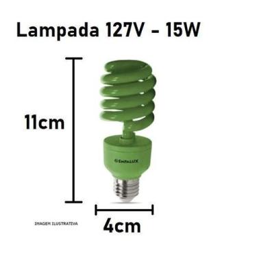 Imagem de Lampada Verde Espiral Fluorescente 15W 127V Decorativa - Empalux