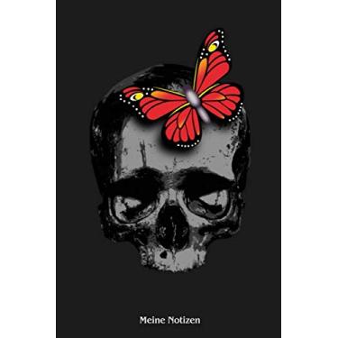 Imagem de Meine Notizen: Skull, Totenkopf, Schädel mit Schmetterlingen. Format A5, 120 Seiten, fein hellgrau liniert. Notizbuch, Tagebuch, Tagesplaner, Ideenbuch, Wochenplaner, Vokabelheft