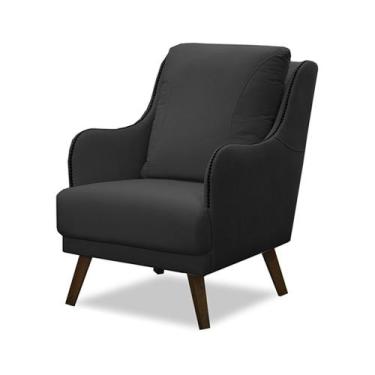 Imagem de Poltrona Decorativa Catar com Tachas Veludo Cinza Chumbo G33 - Gran Be