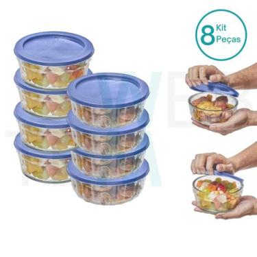 Imagem de Kit 8 Potes Tigela de Vidro com Tampa Plástica Laguna 750ml e Oceani 6