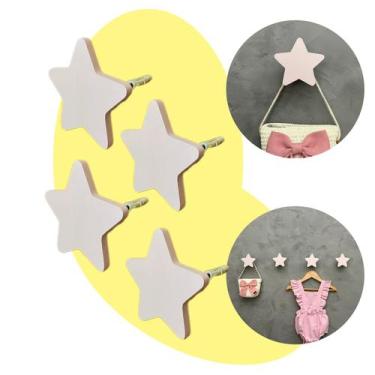 Imagem de 4 Ganchos de parede infantil menina decoração formatos rosa - Souvenir