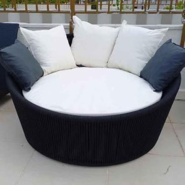 Imagem de Chaise Palmeira Em Corda Náutica Preta - Tecido Duna Cru - Casa N