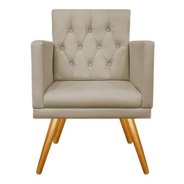 Imagem de Poltrona Decorativa Nanda Pés Palito Mel Sala de Espera Recepção Coran