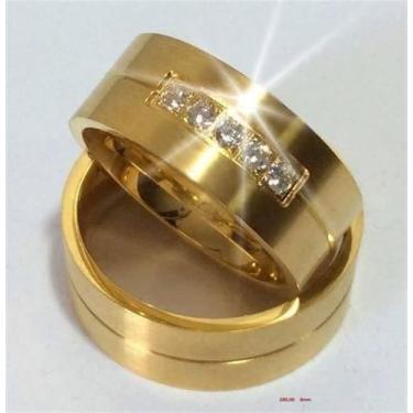 Imagem de Par de alianças  Moedas Antigas e Zirconias - Alianças City 