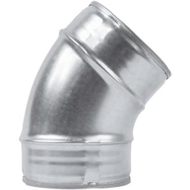 Imagem de ECOPRO VENT Cotovelo de duto de aço galvanizado 45˚ graus de 10 cm - Curva de conector industrial prensado - Encaixe de tubo de ventilação - Secador, escape, extrator de entrada de ar, junta de tubo