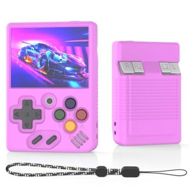 Imagem de Capa de silicone para Miyoo Mini, macia [antiderrapante] [à prova de choque] capa protetora personalizada para Miyoo Mini com cordão - roxo