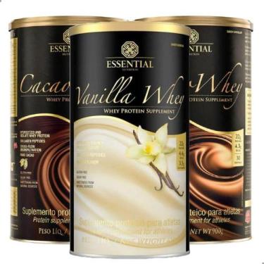 Imagem de Kit 3 Whey Protein Baunilha/Cacau 900g Essential Nutrition