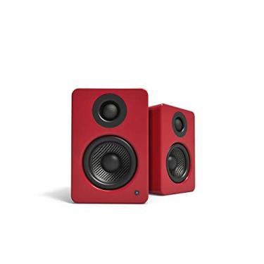 Imagem de Alto-falantes Kanto YU2GR, PC, jogos, mesa, drivers de 7,6 cm, tweeter de domo de seda de 1,9 cm, amplificador classe D, 100 W, DAC USB embutido, saída de subwoofer, par, vermelho brilhante