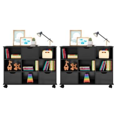 Imagem de Kit 2 Nichos Organizadores 3 Gavetas com Rodízios Preto - Qmovi