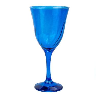 Imagem de Taça Vinho Lirio Cor Azul Super Luxo 330 ml  - Vidro - Lua Mística - 1