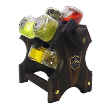 Imagem de Porta Tempero Giratório Diversos Tamanhos em Madeira - Boss Arte em Ma