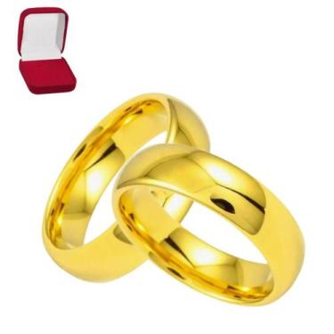 Imagem de Par Alianças Abaulada 8mm Banhado Ouro 18k Anatomica Tradicional Casam