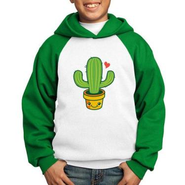 Imagem de Moletom Infantil Cacto Coração - Foca na Moda, Branco, Verde, 12