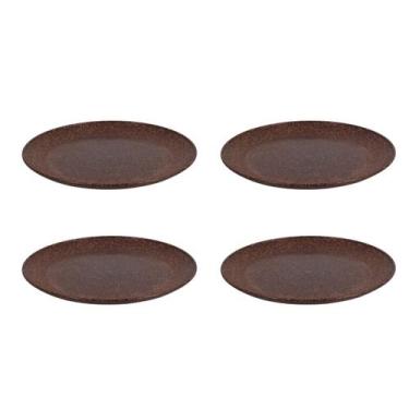Imagem de 4 Prato Refeição Sustentável Redondo Durável 24cm Marrom Esc - EVO