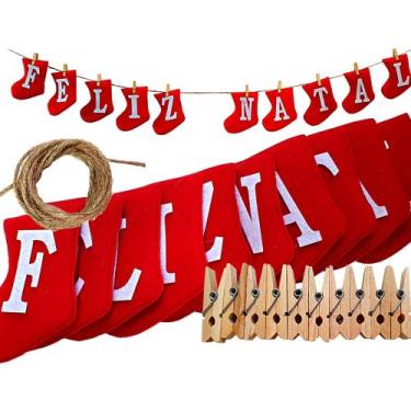 Imagem de Varal Com Botas Do Papai Noel Natal Enfeite Natalino Moderno