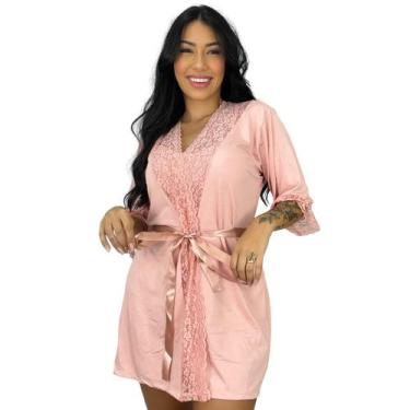 Imagem de Robe Roupão Luxo Kimono Feminino Mary  040 - La Belle Celly, Rose, G -