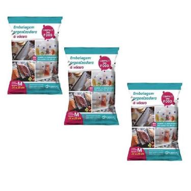 Imagem de Kit Saco a Vácuo Organizadora Food M 26x28cm 3 Unidades - Paramount