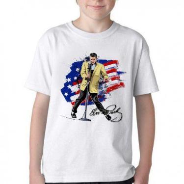 Imagem de Camiseta Infantil ou adulto Elvis Presley bandeira EUA Blusa Criança t