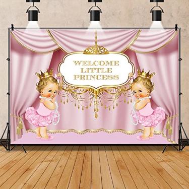 Imagem de Yeele Pano de fundo de 1,5 x 0,9 m de boas-vindas, princesinha, doce, para fotografia, recém nascido, fofo, revela o gênero, festa, sessão de fotos, cenários luxuosos, saia rosa