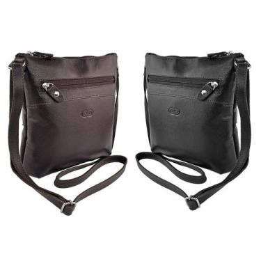 Imagem de Kit 2 Bolsas Transversal Cravina em Couro Galvani, Café