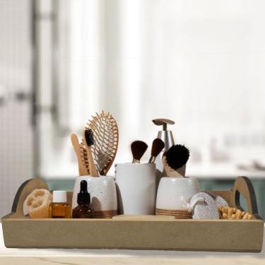 Imagem de Bandeja Decoração Sala Porta Objetos Decorativos Retangular em MDF 30x