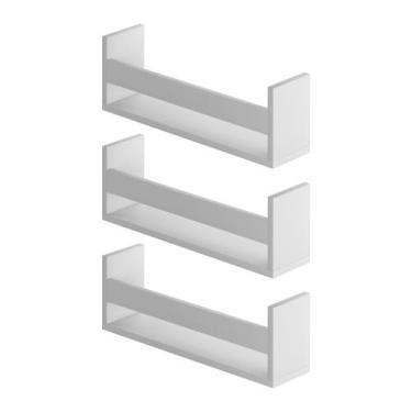 Imagem de Kit 3 Prateleiras U Nicho Parede Livro Revista Mdf - Deliquadros, Bran