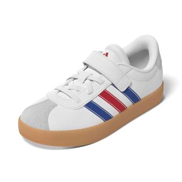 Imagem de adidas Tênis esportivo unissex infantil Vl Court 3.0 de renda elástica, Branco/Team Royal Blue/Better Scarlet, 2.5 Little Kid