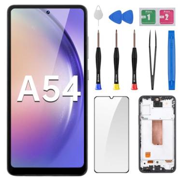 Imagem de BESJMYT Substituição de tela AMOLED para Samsung Galaxy A54 com moldura OLED Display Touch Digitalizador, montagem completa, vidro fixo com kit de ferramentas de reparo SM-A546U SM-A546U1