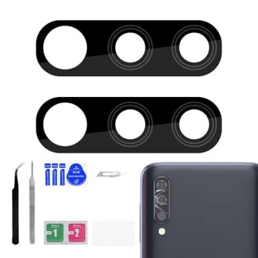 Imagem de BESJMYT Pacote com 2 para Samsung Galaxy A50 Lente de Câmera Traseira Adesivo de Substituição para Lente de Vidro com Ferramenta de Reparação Completa Pinça Pano de Pó para A50 SM-A505U SM-A505U1
