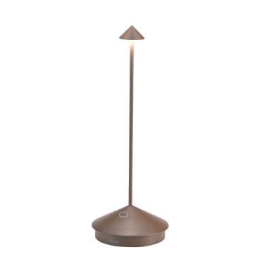 Imagem de Zafferano Pina Pro LED Table Lamp (Color: Rust) in Aluminum, IP54 Protection, Indoor/Outdoor use, Contact Charging Base, 11”, USA Plug