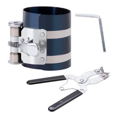 Imagem de MWMNUN Ferramenta de compressor de anel de pistão kit de remoção de anel de pistão de motor de carro Tamanhos ajustáveis de 2-1/8 polegadas a 7 polegadas, com alicate instalador de pistão