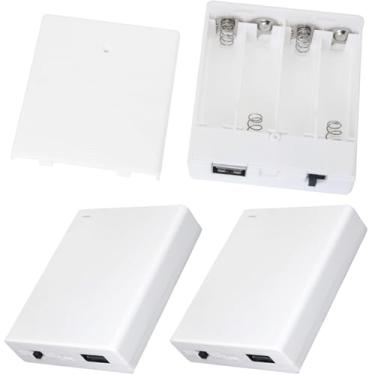 Imagem de LUORNG 3 peças, 4 pilhas AA, caixa embutida USB com interruptor USB soquete fêmea para fio de cobre, fio de cobre, luz tradicional, fita flexível, brinquedos fonte de alimentação experimental, branco