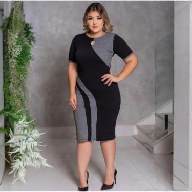 Imagem de Vestido Midi Márcia Moda Evangélica Feminina - MISS FLOWER, Cinza, M